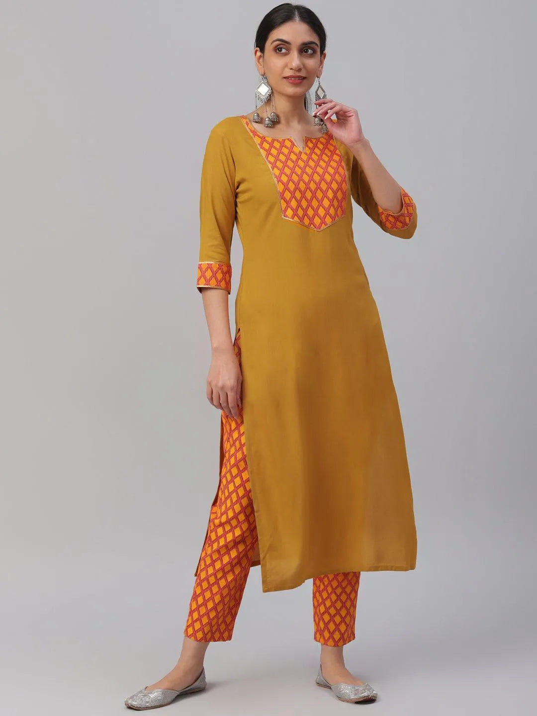 Yellow Solid Rayon Kurta Set - Jashvi