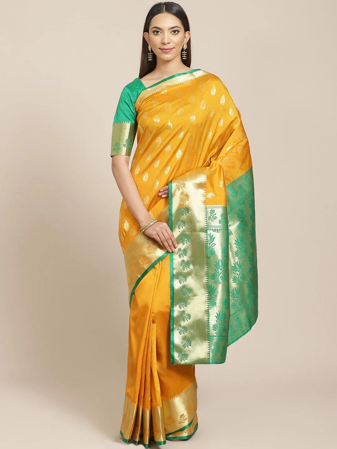 Yellow Woven Design Brocade Saree - Jashvi