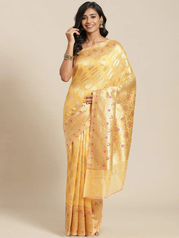 Yellow Woven Design Brocade Saree - Jashvi