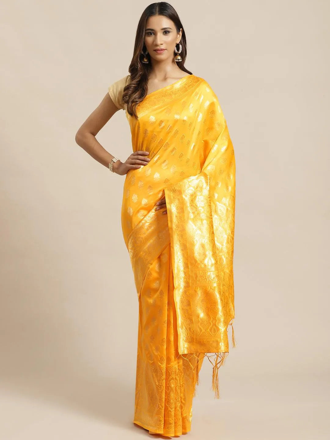 Yellow Woven Design Silk Saree - Jashvi