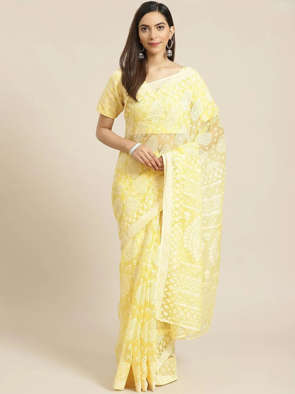 Yellow Woven Design Tissue Saree - Jashvi