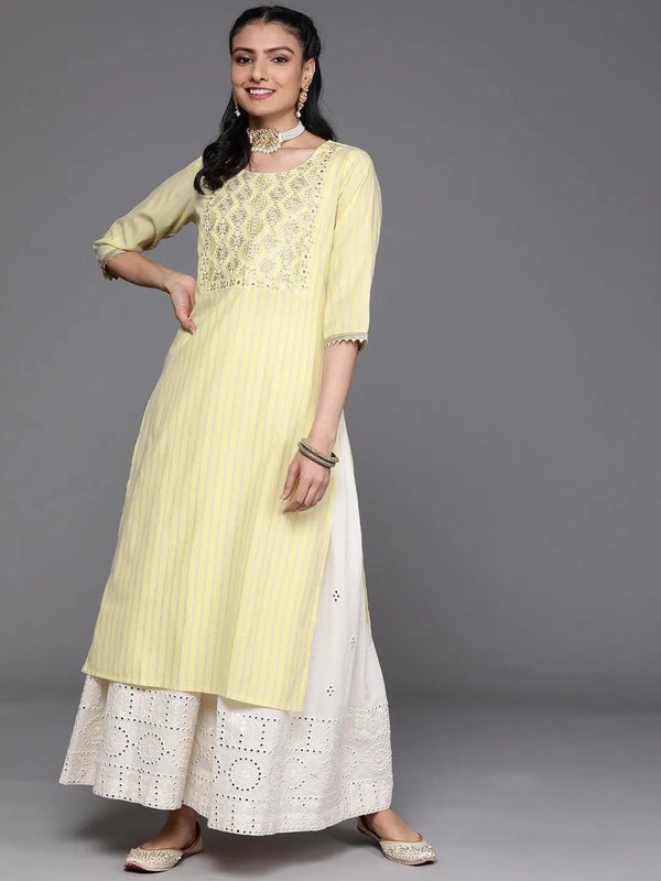 Yellow Yoke Design Cotton Silk Kurta - Jashvi