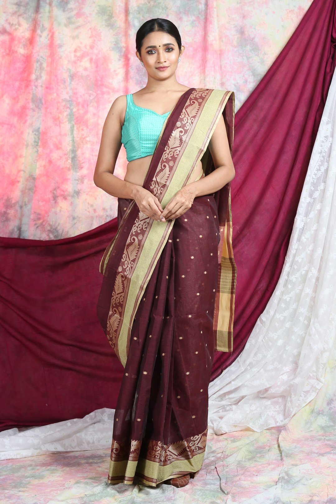 Women's Handwoven Cotton Tant Saree - Arhi