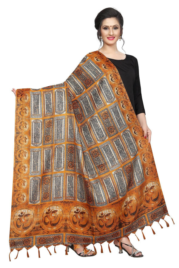 Women's Vamika Mustard Printed Khadi Bhagalpuri Dupatta D4 Mustard - Vamika