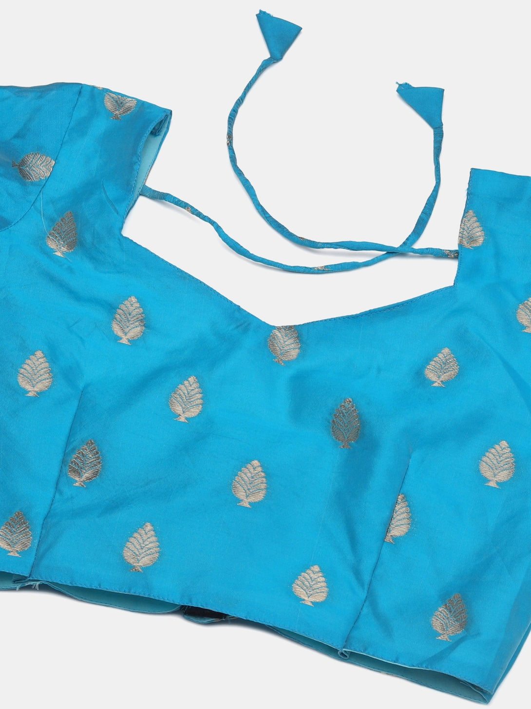 Sky Blue Jacquard Silk Lehenga Choli with Zari Work - Indiakreations