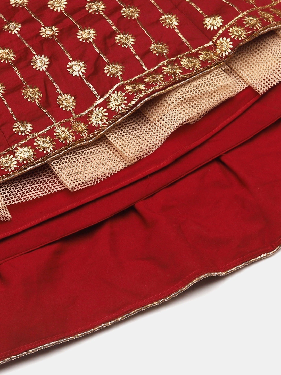 Maroon Taffeta Silk Lehenga Choli with Emboidery - Indiakreations