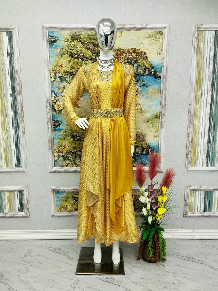 Yellow Georgette Embroidery Salwar Suit with Dupatta - Indiakreations