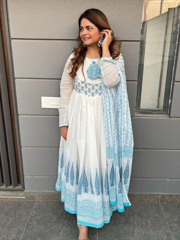 Blue Georgette Embroidery Salwar Suit with Dupatta - Indiakreations