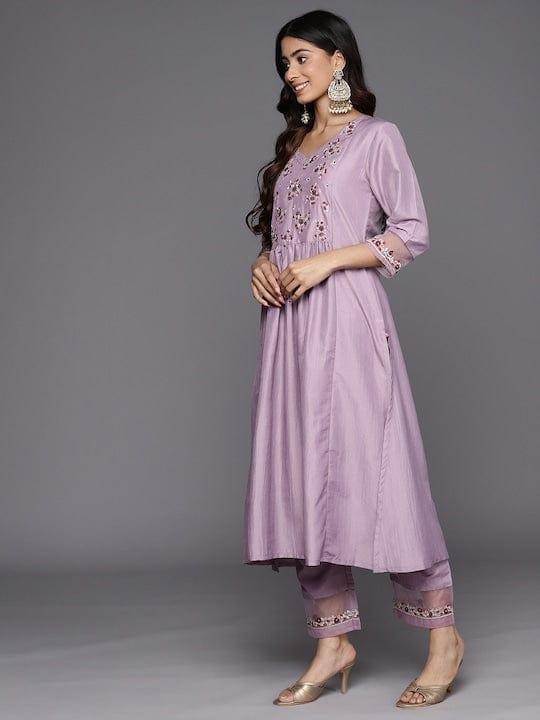 Varanga Embroidered Empire Sequinned Kurta With Trousers & Dupatta - Indiakreations