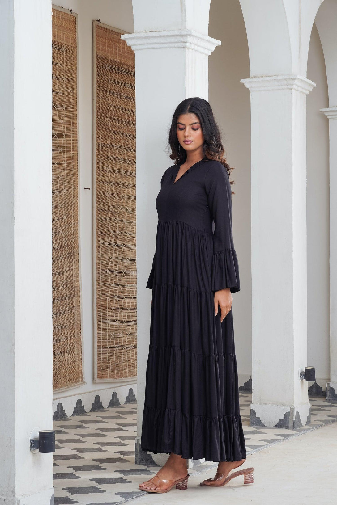 Black frill tier Maxi - Indiakreations