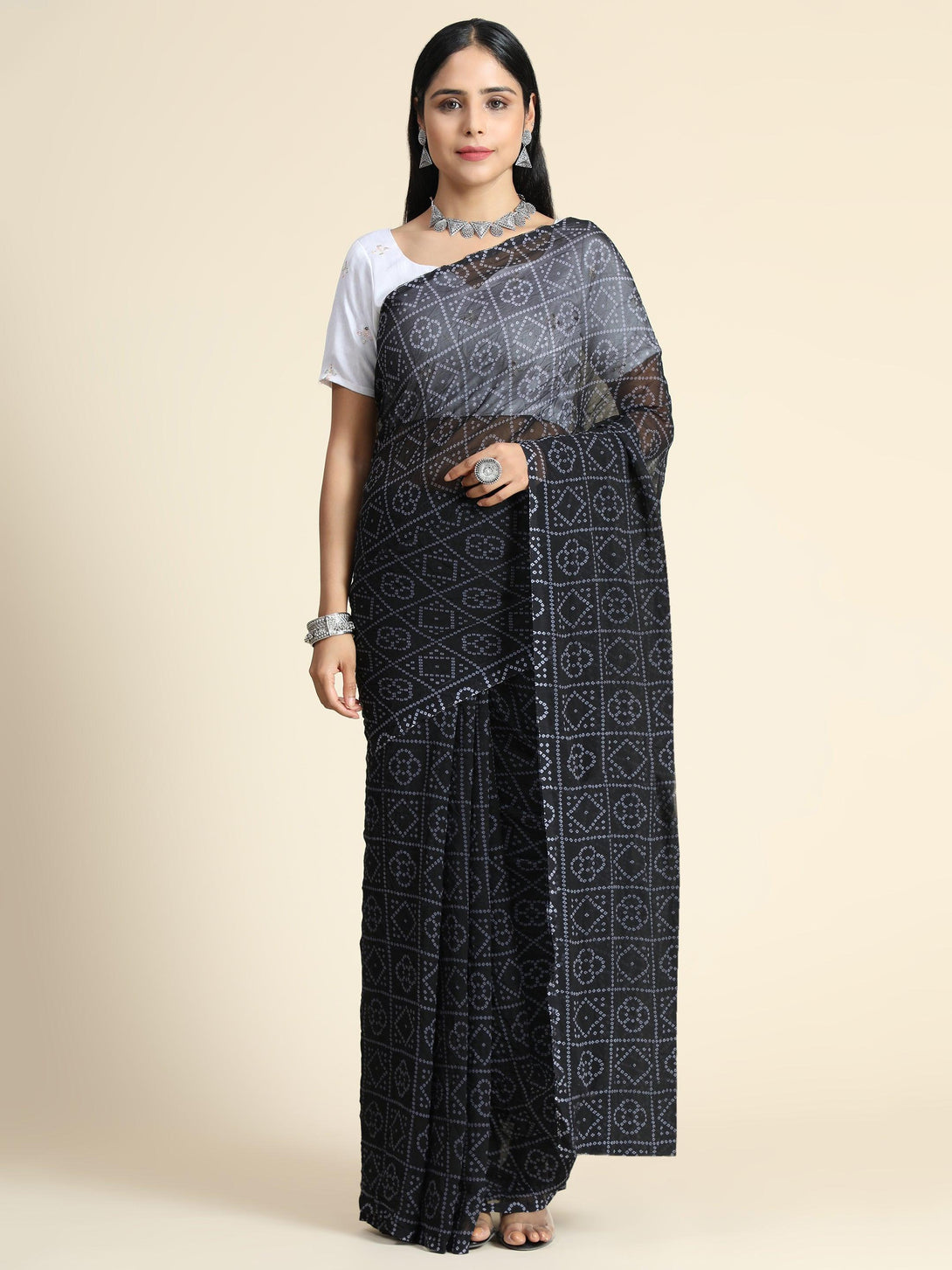 Women's Black Color Beautiful Ethnic Wear saree with embroidered work Blouse - AAISHREE - Indiakreations