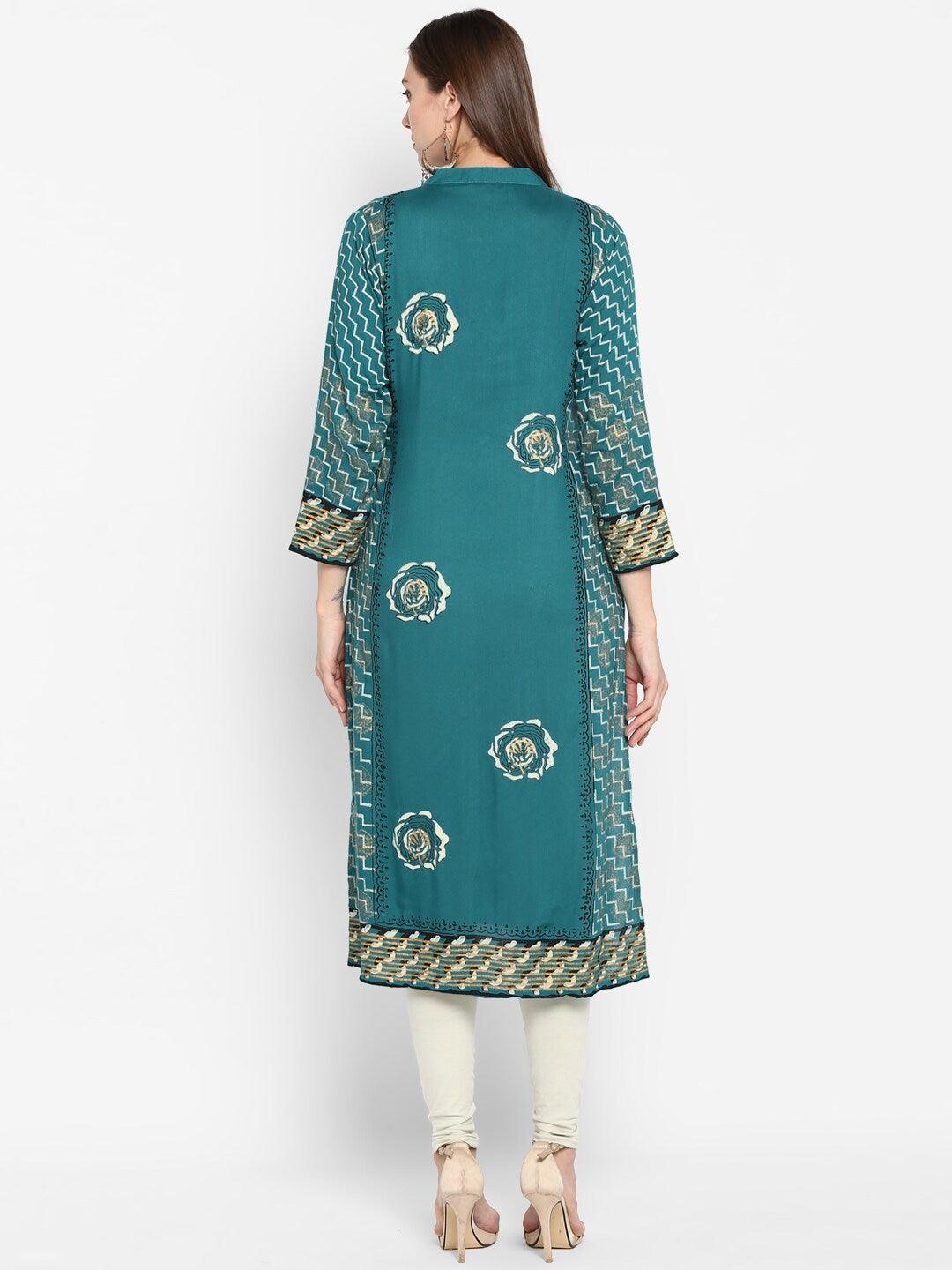 Women's Turquoise Blue Bandhani Printed Kurta - NOZ2TOZ - Indiakreations