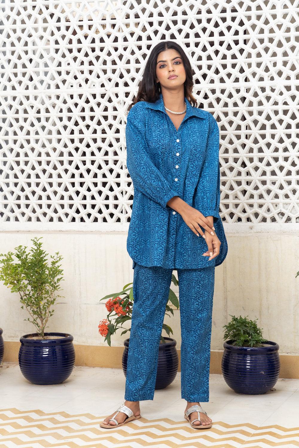 Blue Co-ord Set Of 2 - Indiakreations