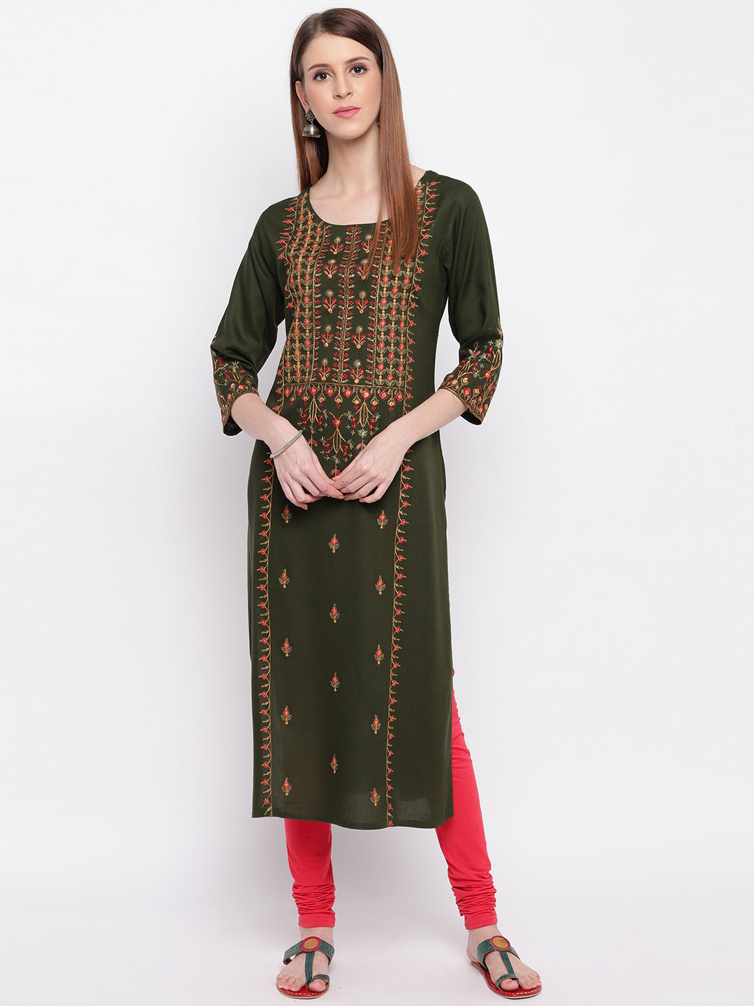 Women's Green Cotton Kurti By Vbuyz (1Pc)