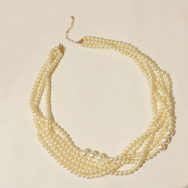 White Pearl Multi-Layered Necklace