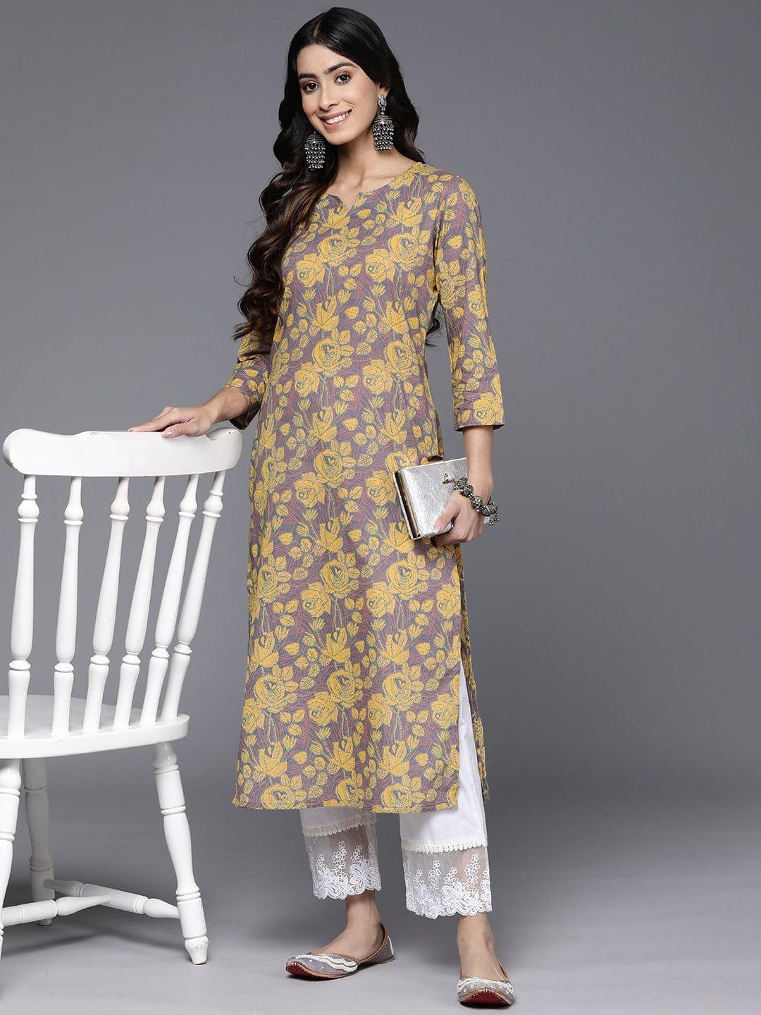 Varanga Floral Printed Pure Cotton Kurta - Indiakreations