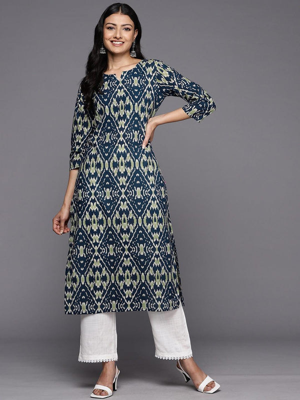 Varanga Printed Indigo Pure Cotton Kurta - Indiakreations