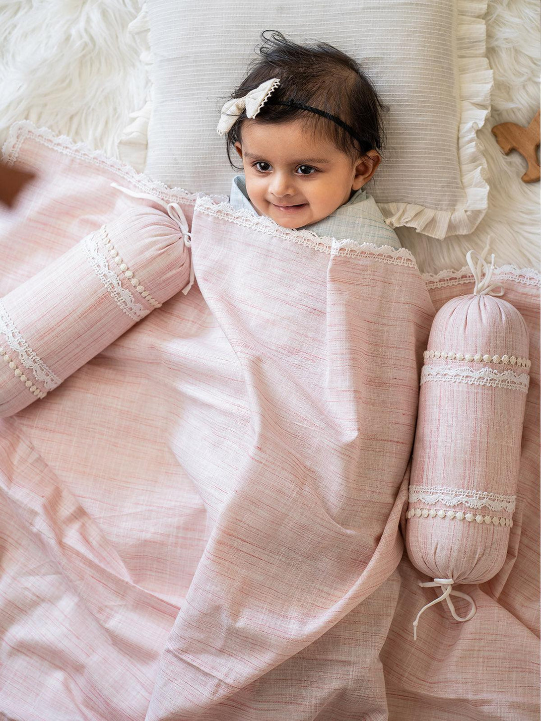 Girl's 100% Organic Peach Cotton Wrap Newborn Baby Blanket - HALEMONS - Indiakreations