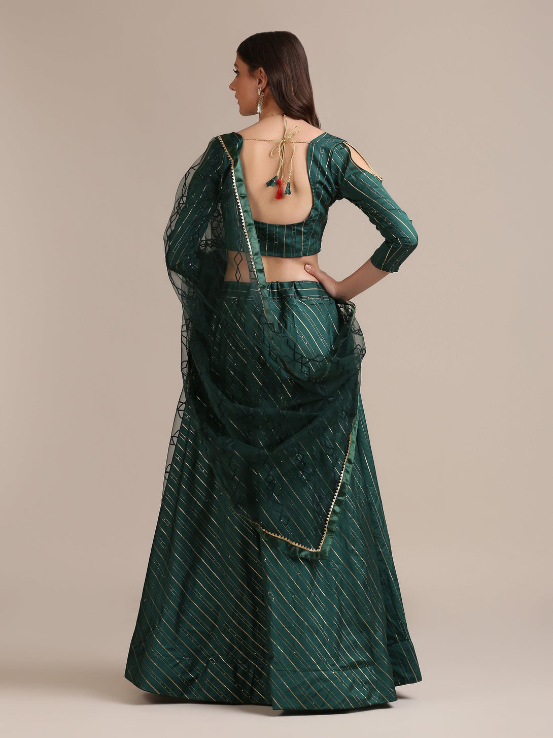 Green Georgette Lehenga Choli with Gota Sequence Work - Indiakreations