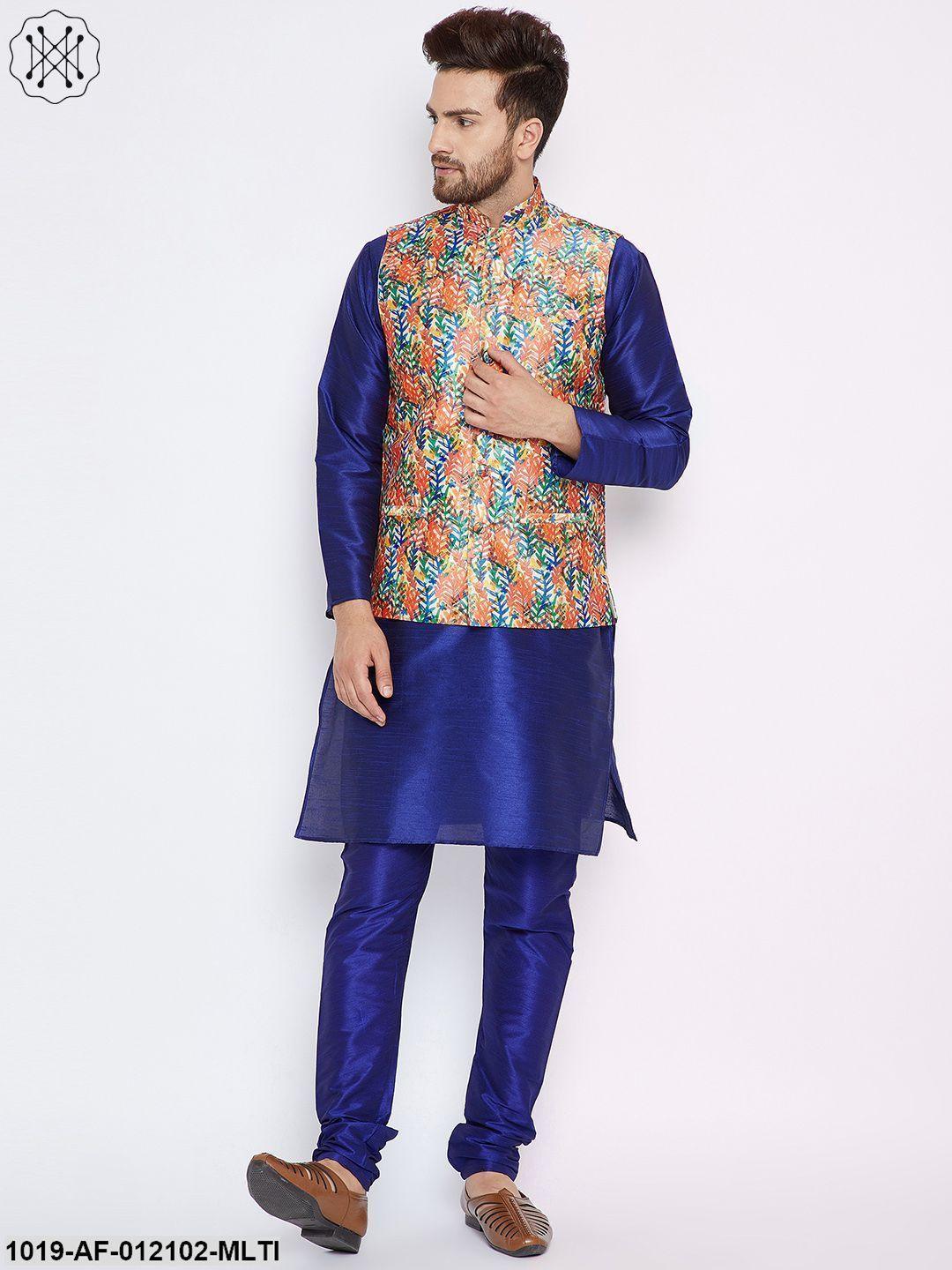 Men's Kurta Pyjama Nehru Jacket Set - Sojanya - Indiakreations