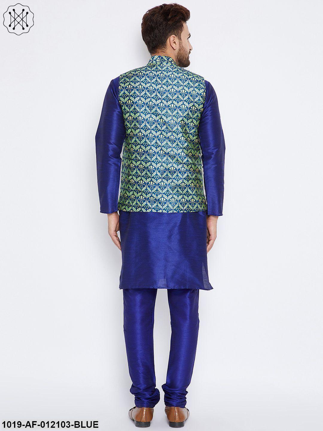 Men's Kurta Pyjama Nehru Jacket Set - Sojanya - Indiakreations