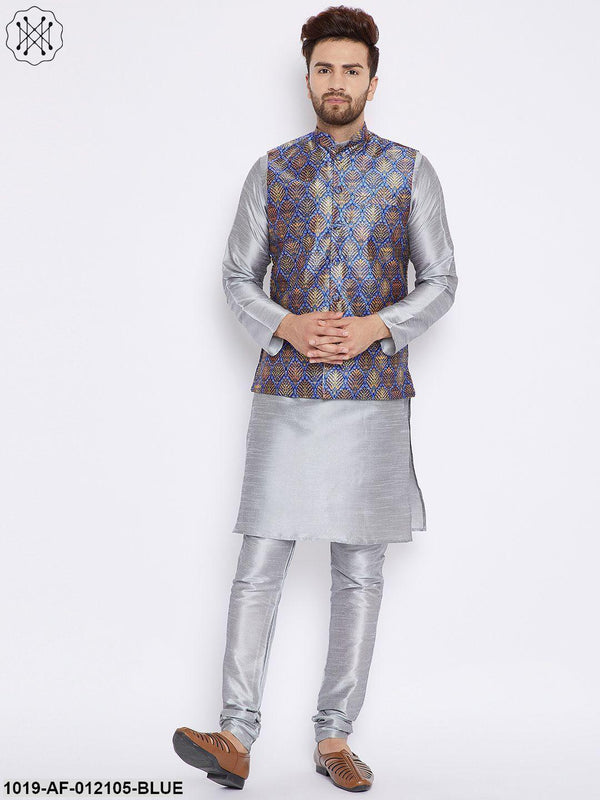 Men's Kurta Pyjama Nehru Jacket Set - Sojanya - Indiakreations