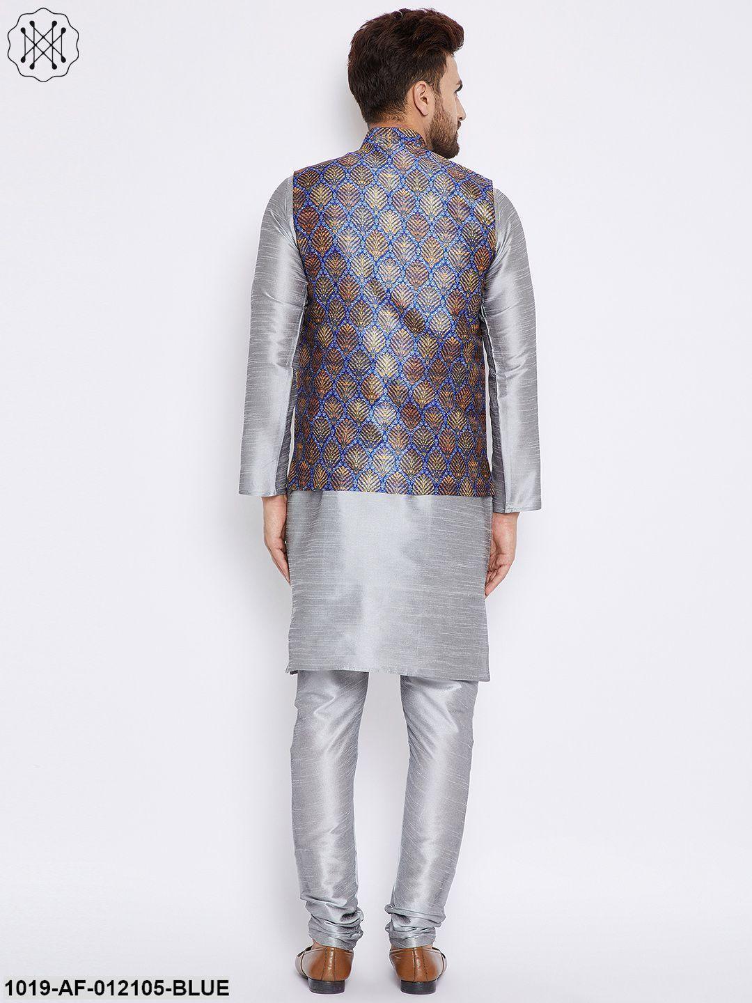 Men's Kurta Pyjama Nehru Jacket Set - Sojanya - Indiakreations