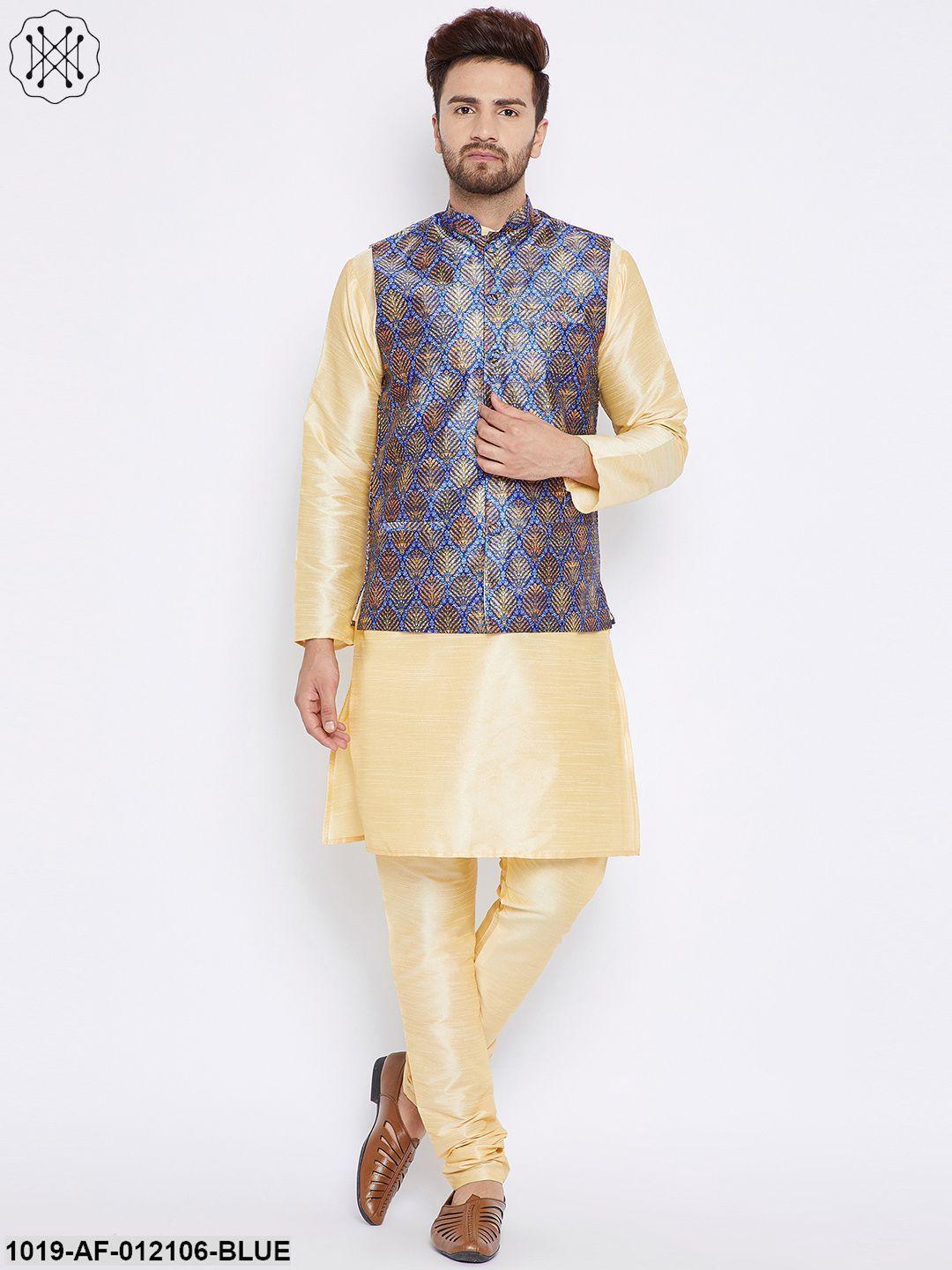 Men's Kurta Pyjama Nehru Jacket Set - Sojanya - Indiakreations