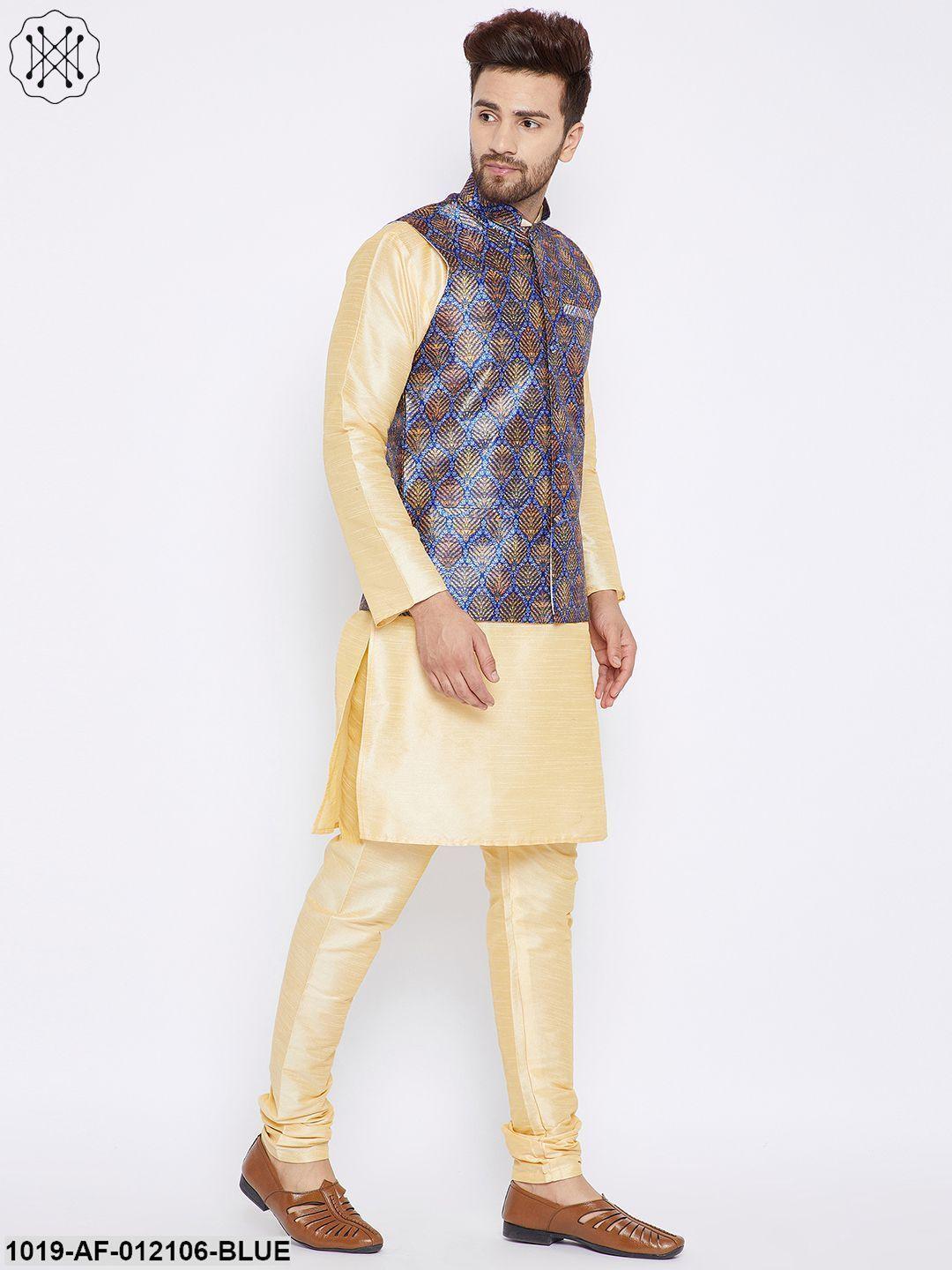 Men's Kurta Pyjama Nehru Jacket Set - Sojanya - Indiakreations