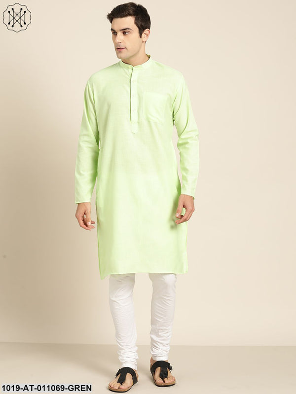 Men's Cotton Green Solid Only Kurta - Sojanya