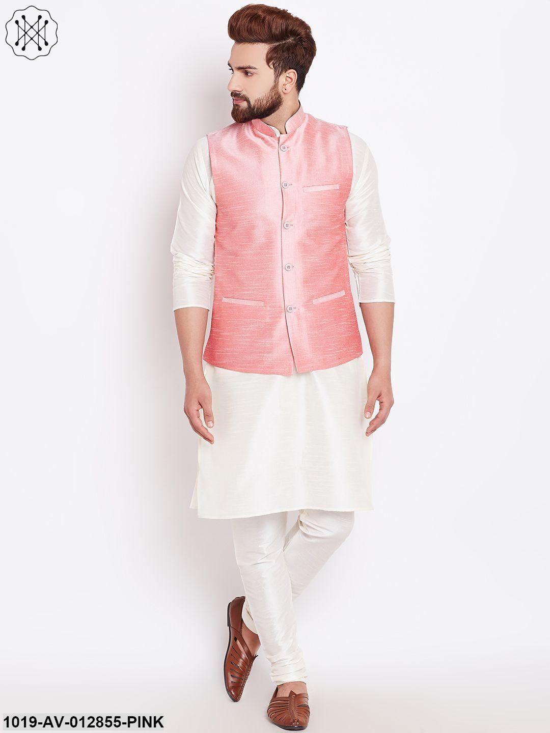 Men's Pink Nehru Jacket - Sojanya - Indiakreations