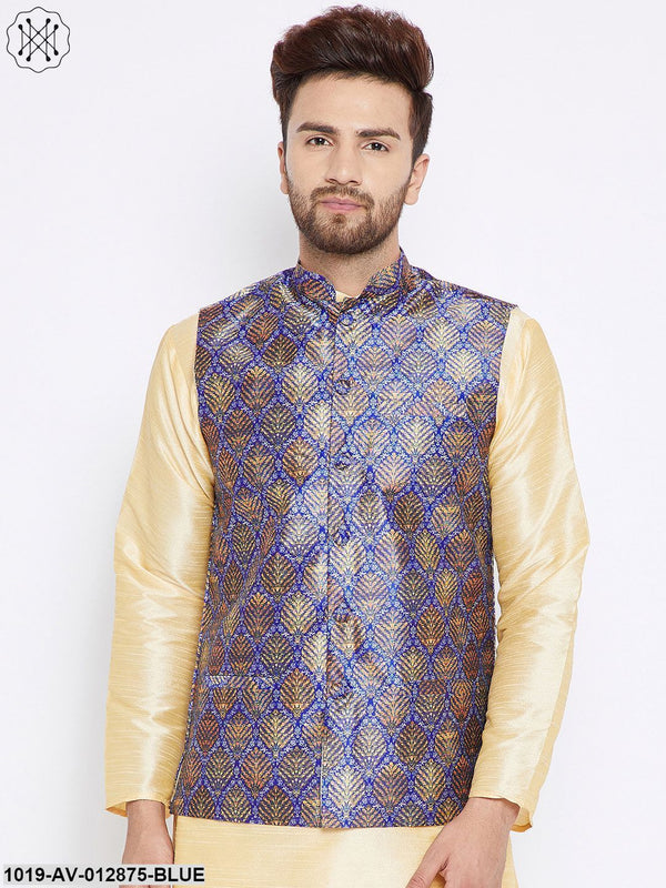 Men's Blue Nehru Jacket - Sojanya