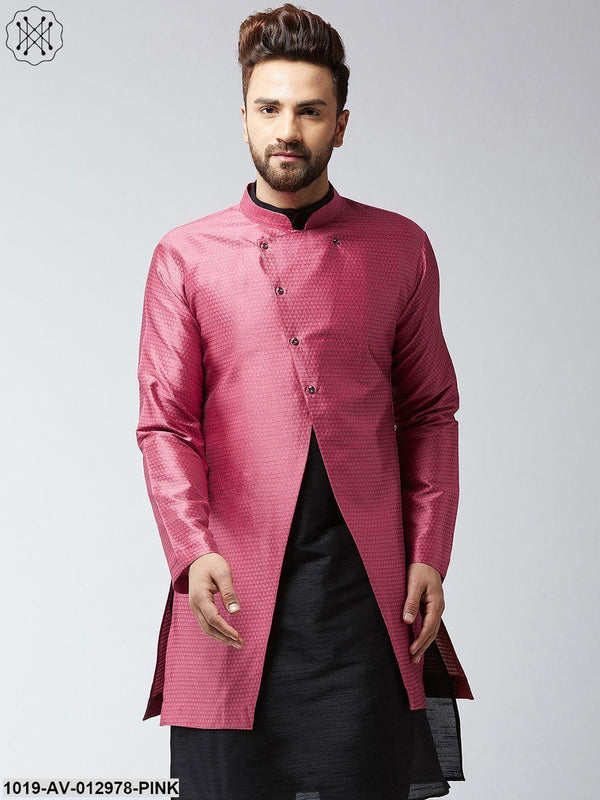 Men's Silk Blend Pink Only Sherwani Jacket - Sojanya - Indiakreations