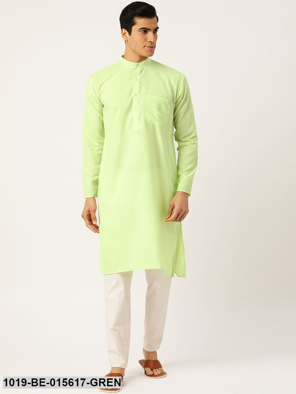 Men's Cotton Green Solid Only Kurta - Sojanya