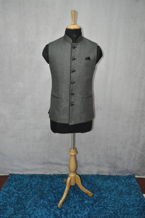 Royal Grey Men's Jute Nehru Jacket