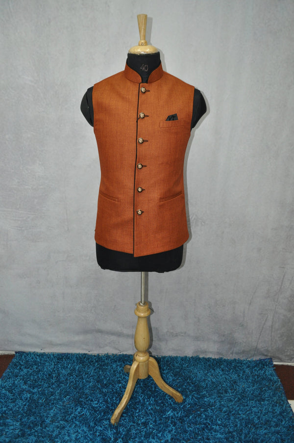 Designer Rust Plain Jute Men's Jacket