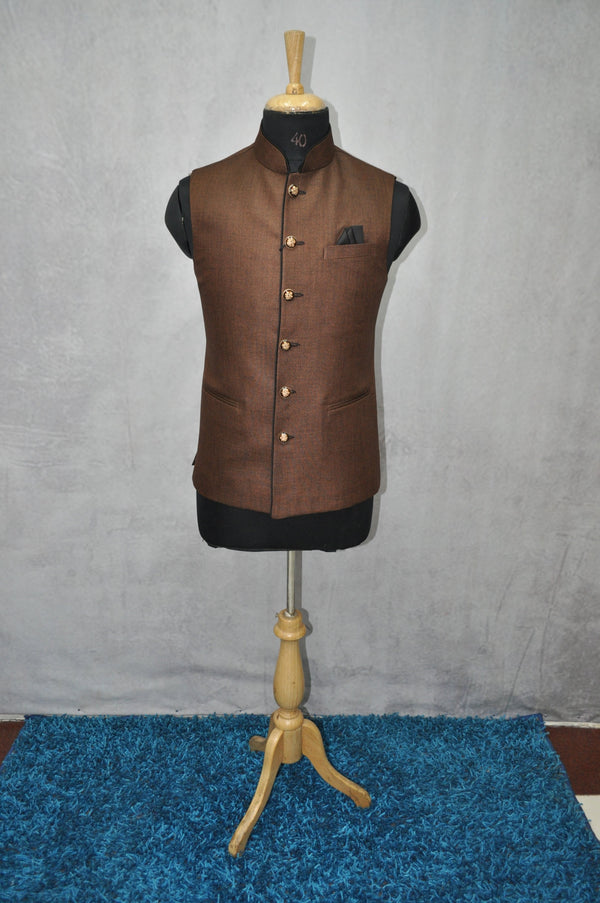 Dark Brown Woven Jute Men's Jacket