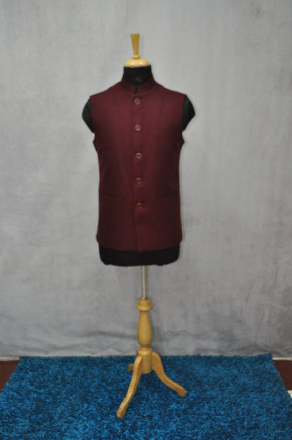 Maroon Imported Fabric Men's Nehru Jacket