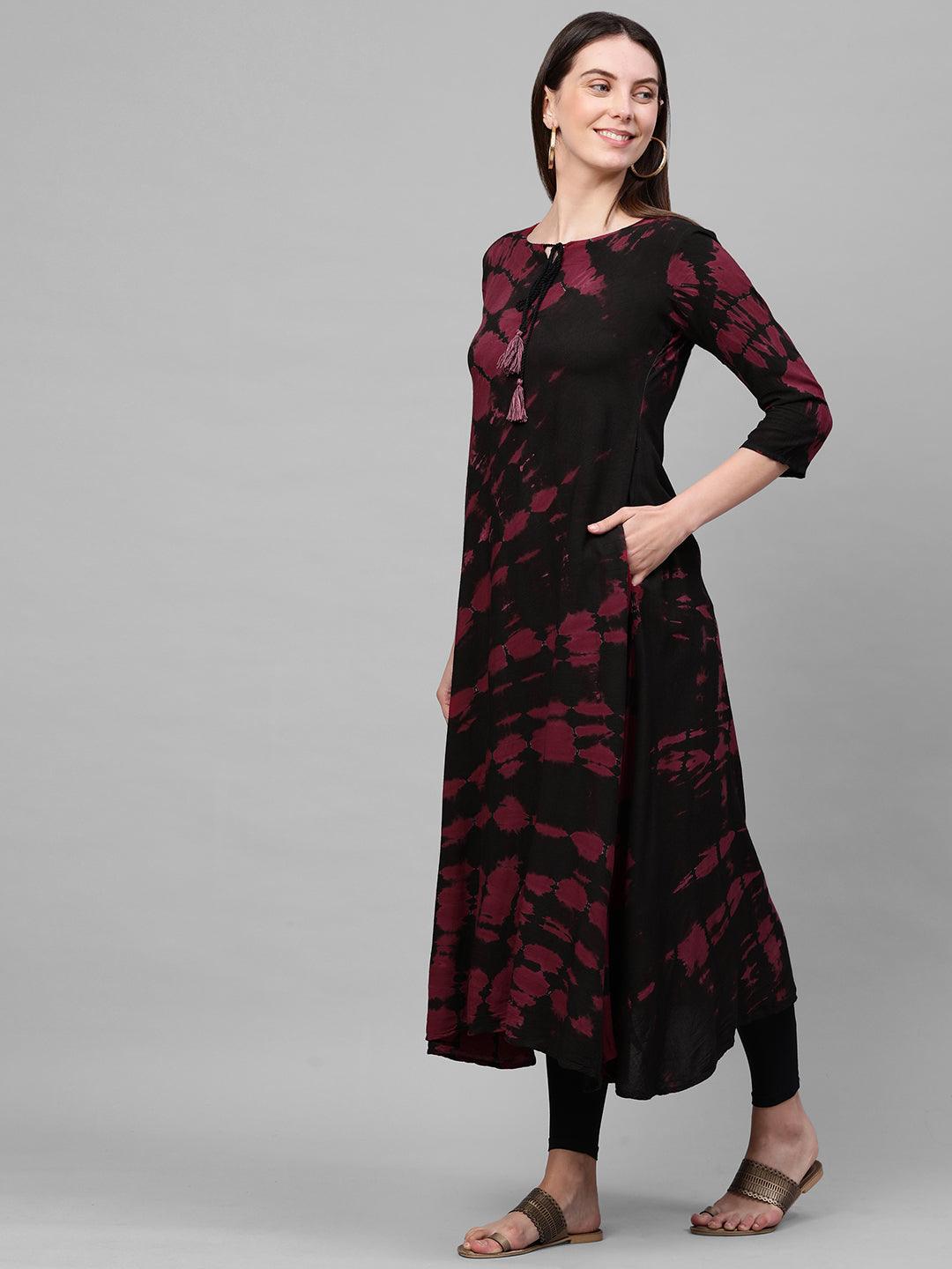 Striped Dense Khari Printed Paneled Flare Kurta - Multi - Indiakreations