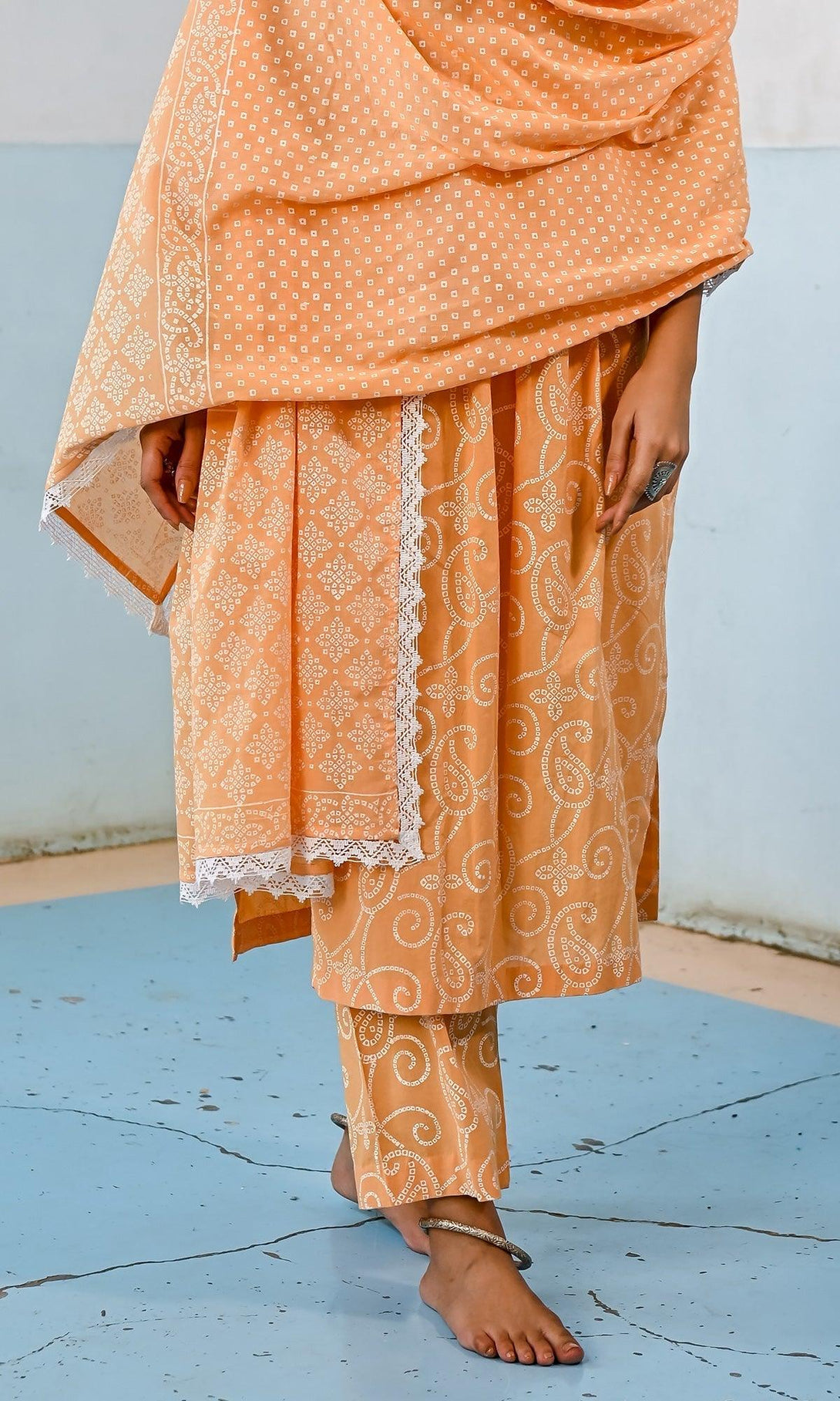 Zahrah 2.0 Orange yoke kurta set - set of 3 - Indiakreations