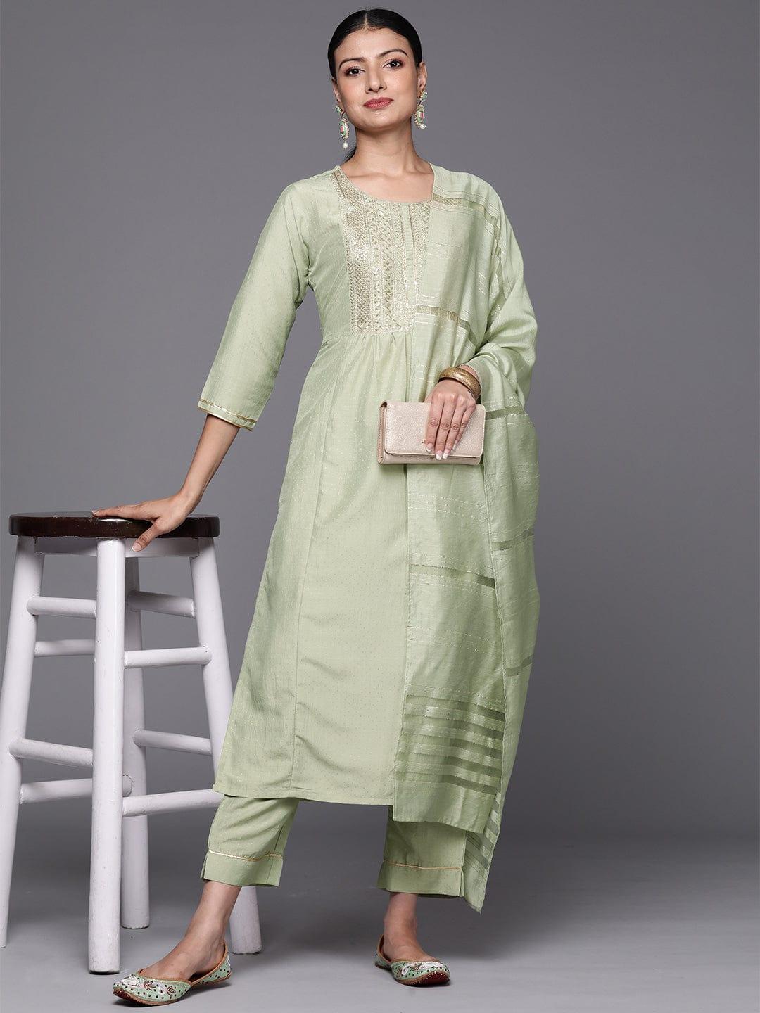 Varanga Women Embroidered Sequinned Kurta with Trousers & With Dupatta - Indiakreations