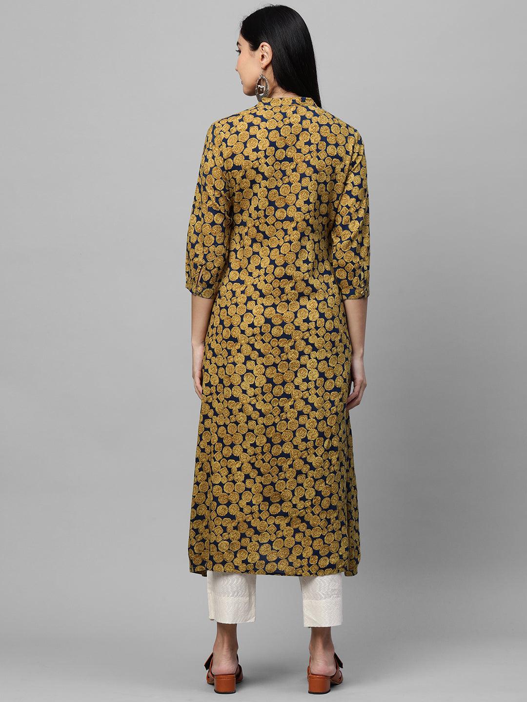 Abstract Printed A-Line Kurta - Multi - Indiakreations