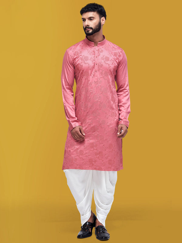 Men Pink Ethnic Motif Amazing Kurta