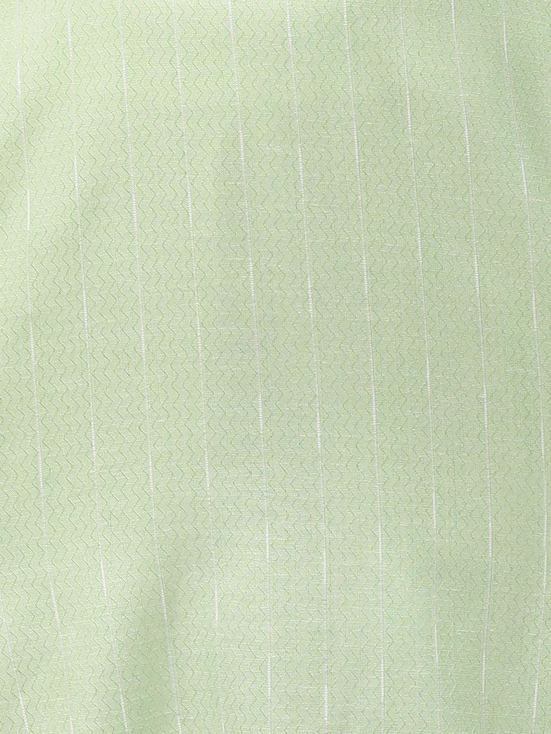 Woven Textured & Embroidered Straight Kurta - Pastel Green - Indiakreations