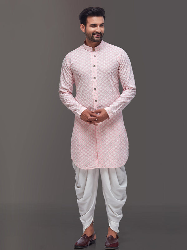 Stunning Bandhgala Style Pink Kurta for Men