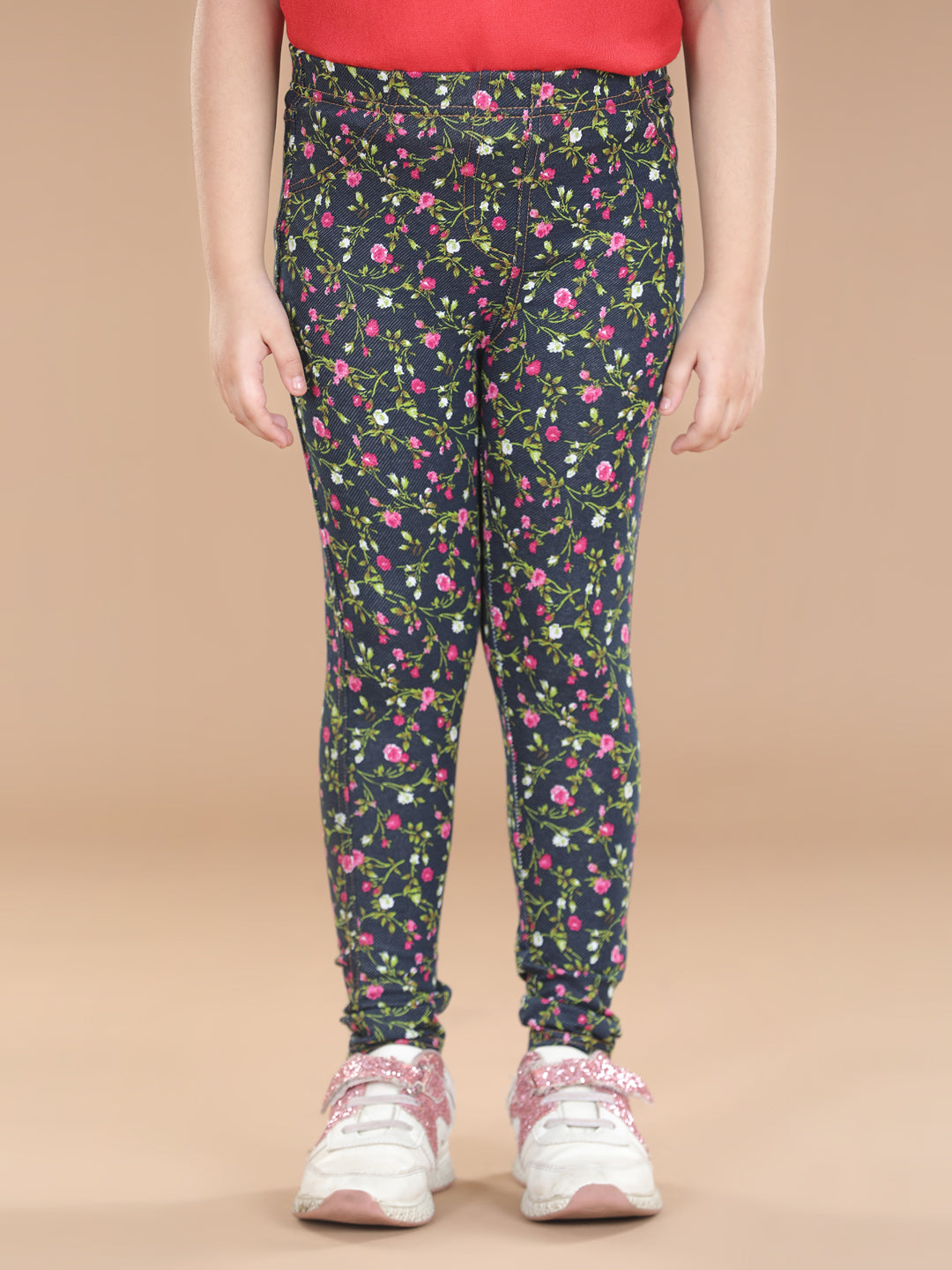 Girl's  Cotton Floral Printed Jegging - StyleStone Kid