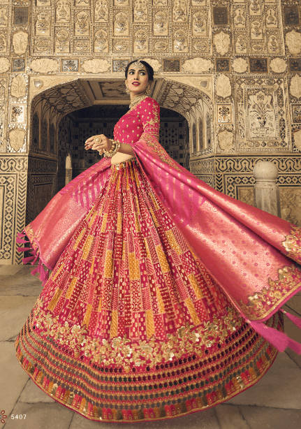 Gorgeous Designer Heavy Embroidered Silk Lehenga Choli In Pink - Indiakreations