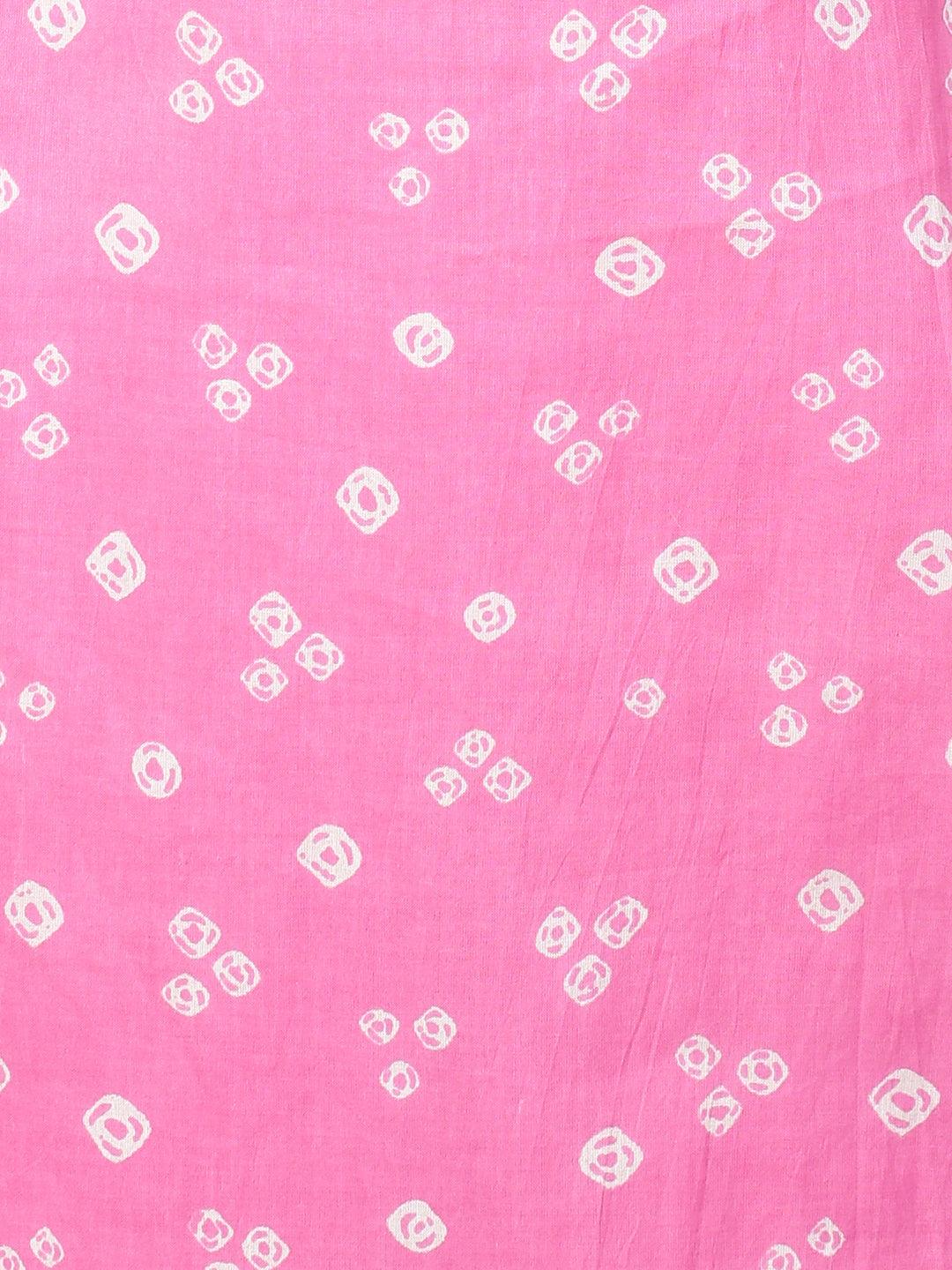 Sequin Embroidered & Bandhej Kurta & Pant - Pastel Pink - Indiakreations