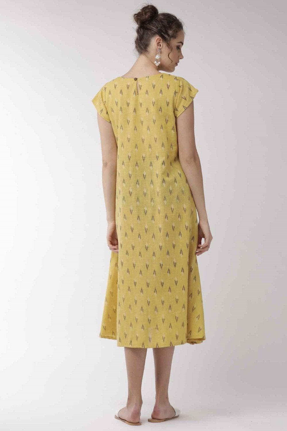 Women's Mustard Cape Sleeve Dress - InWeave - Indiakreations