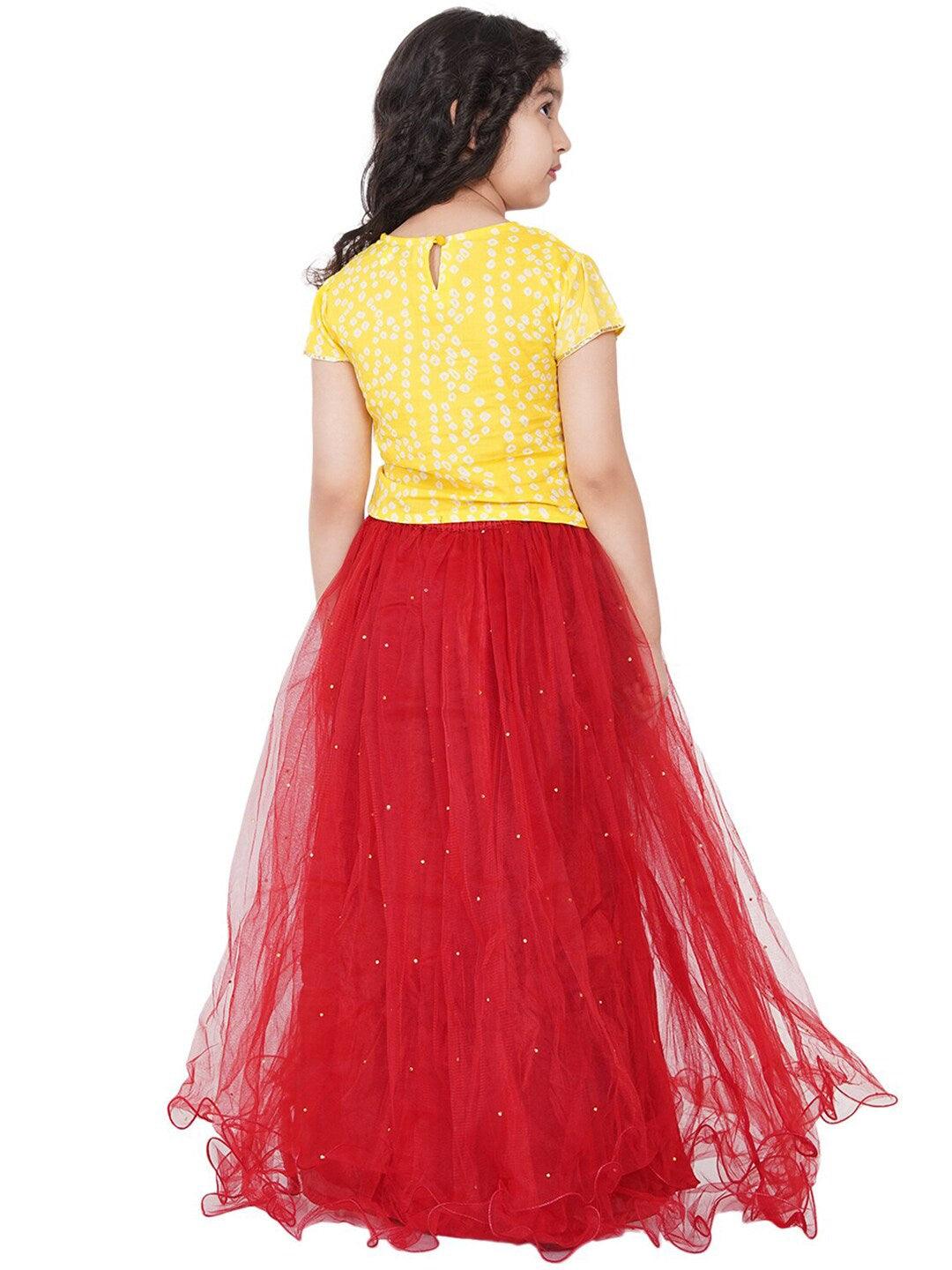 Girl's Yellow & Red Printed Ready to Wear Lehenga Choli - NOZ2TOZ KIDS - Indiakreations